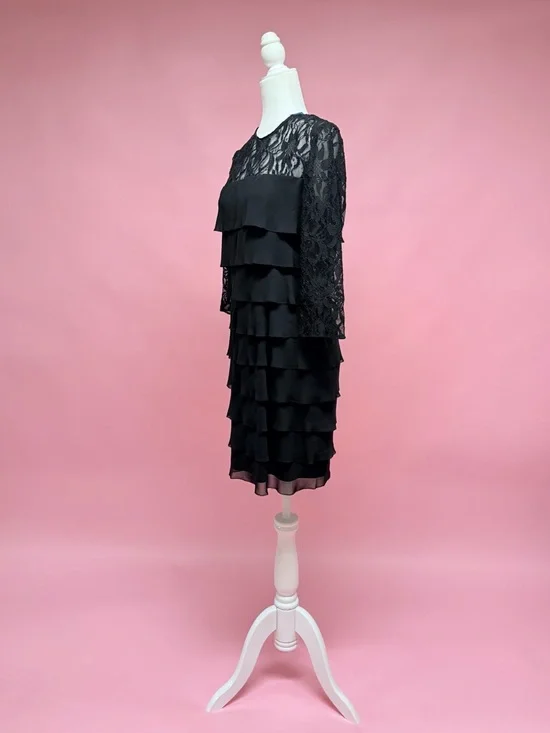 Alex Evenings Black Lace Tiered Cocktail Dress - Picture 5 of 8